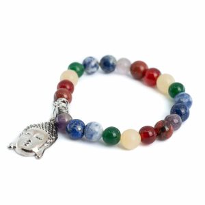 Pulsera de piedras preciosas 7 chakras con charm de Buda - 8 mm