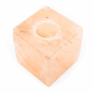 Portavelas Piedra de Sal Naranja Cubo (1,3 kg) aprox. 12 x 12 cm
