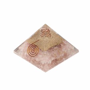 Pirámide Organita Cuarzo Rosa- Espiral - (70 mm)