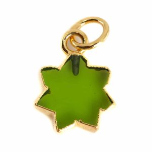 Colgante de Peridota Sol - Chapado en Oro - 12 mm