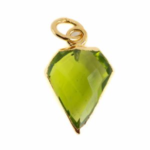 Colgante de Piedra Preciosa Peridota Forma de Diamante - Chapado en Oro - 15 x 12 mm