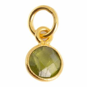 Colgante de Piedra de Nacimiento Agosto Peridota Plata 925 y Dorado (6 mm)