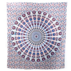 Tapiz de Algodón Mandala Rojo/Azul (240 x 210 cm)