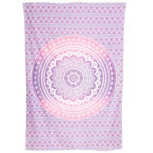 Tapiz de Algodón Auténtico con Mandala Rosa Púrpura (215 x 135 cm)