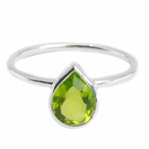 Anillo de Peridoto - Plata 925 - Forma de pera (Talla 17)