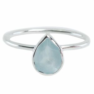 Anillo de Aguamarina - Plata 925 - Forma de Pera (Talla 17)